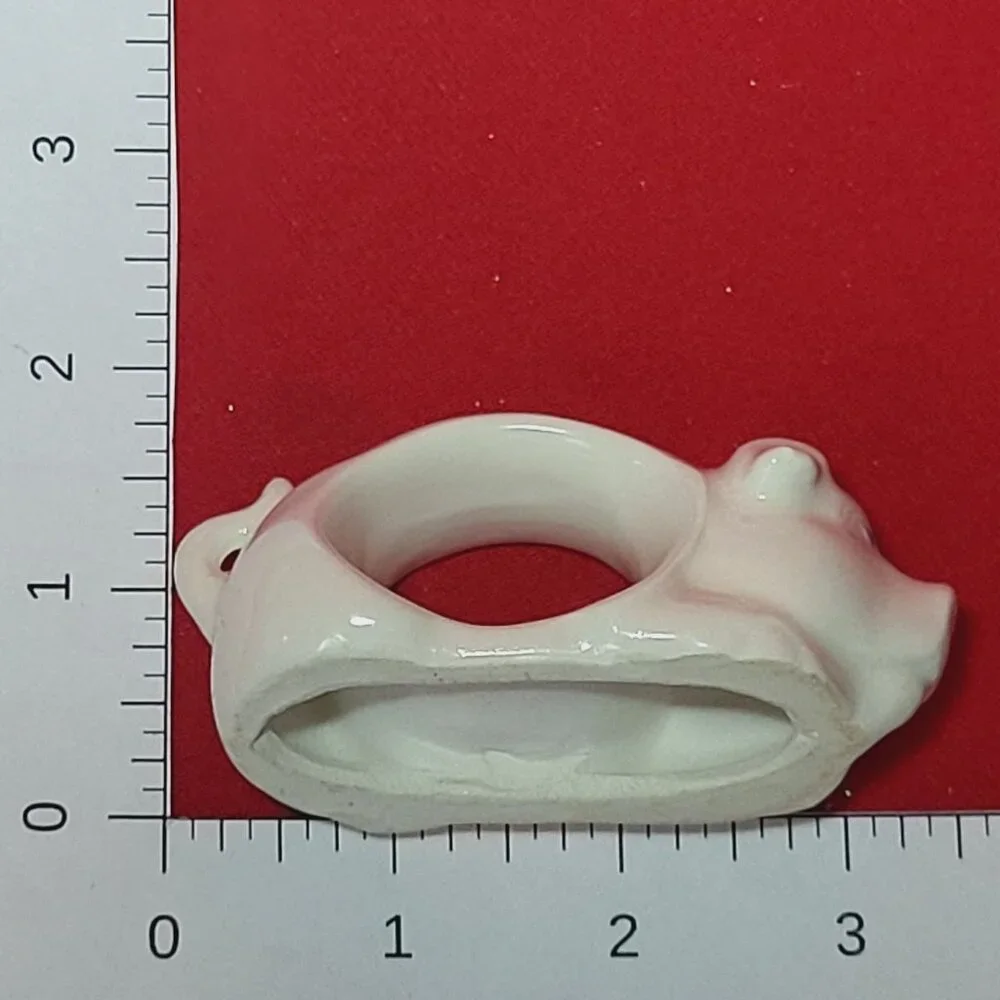 Vintage Napkin Holder Ring Pigs Porcelain White Piggy Napkin Rings Set of 4
